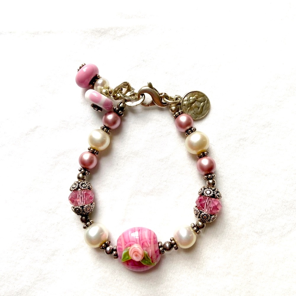 EUC.  Little girl’s  Sterling beaded bracelet.